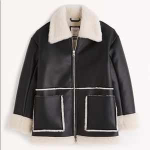 Abercrombie and Fitch Vegan Leather Sherpa-Lined Coat